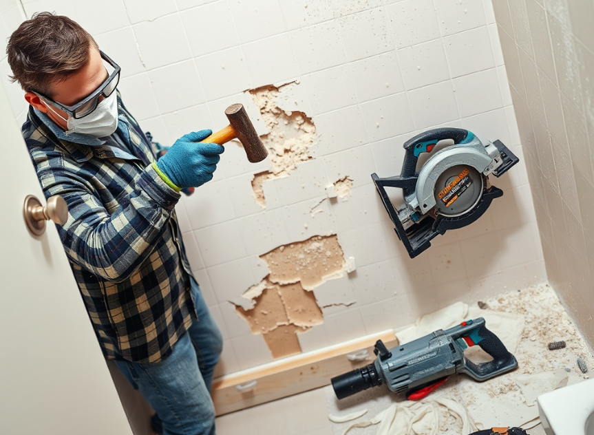 Safe demolition and preparation for a bathroom renovation.