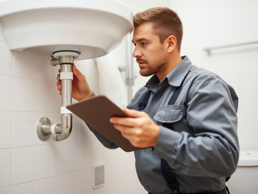 Routine plumbing maintenance being carried out in a Cork bathroom.