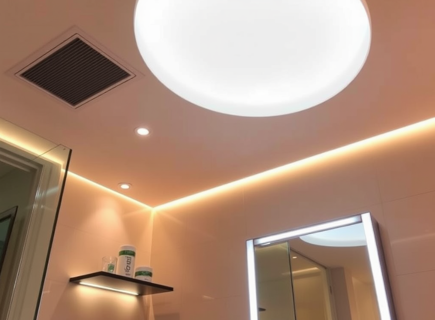 Real bathroom with ambient, task, and accent lighting all working together.